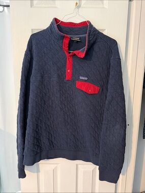 Patagonia Navy Quilted Pullover with Red Trim